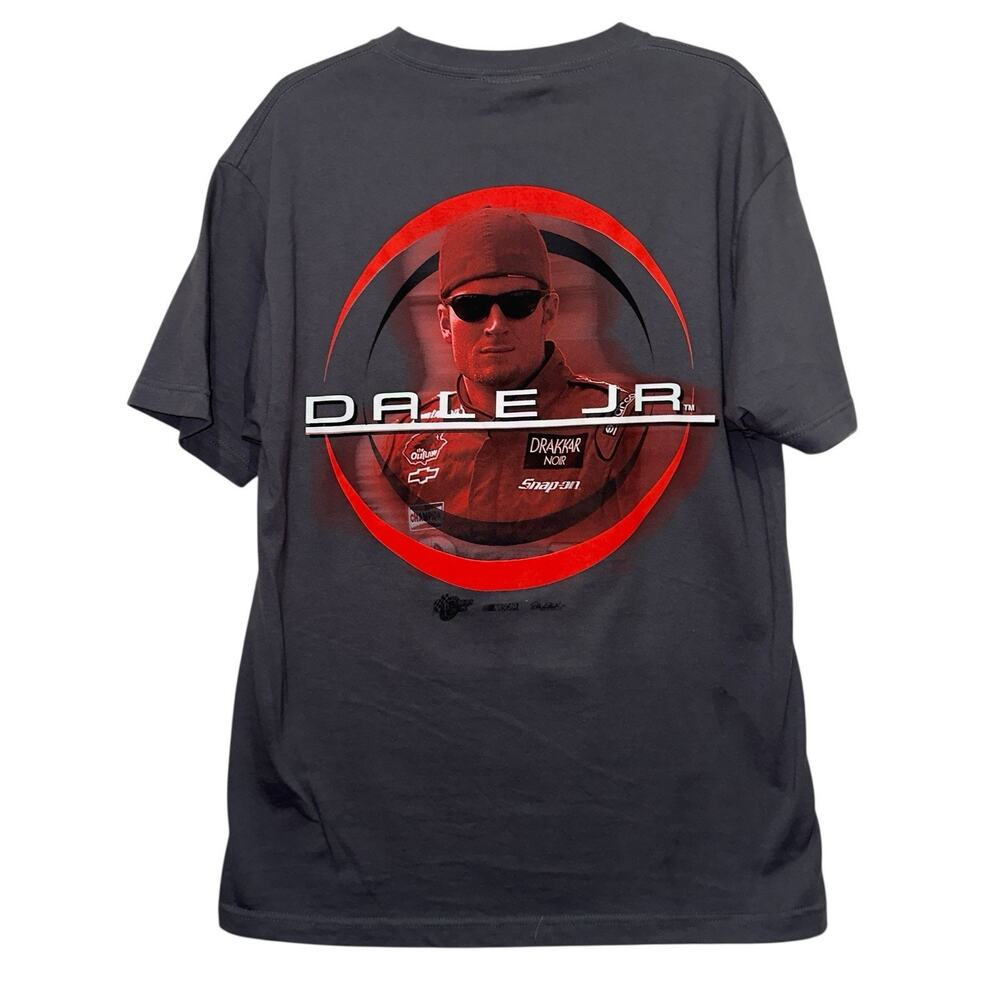 VTG Dale Earnhardt Jr. Gray Double Sided T-Shirt Drakkar Snap-on NASCAR DEI LG